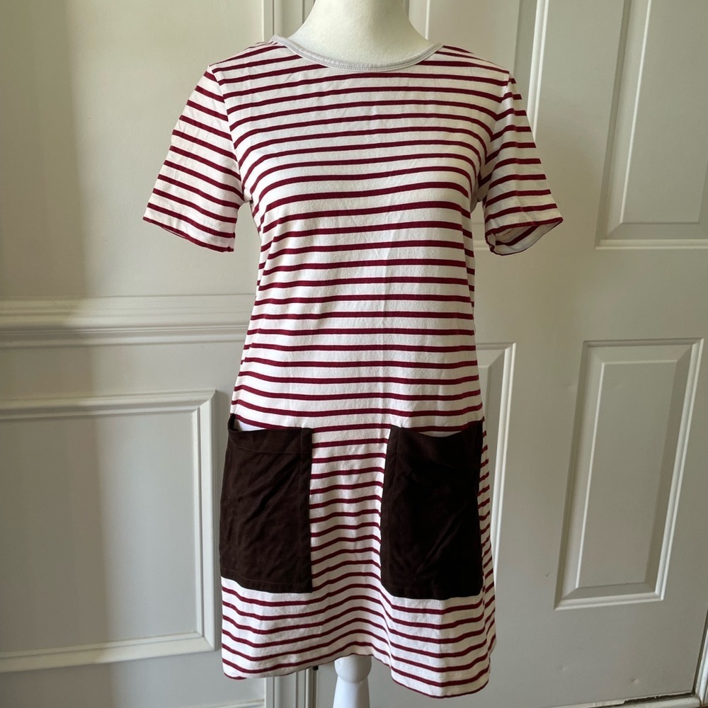 Dolce Vita Striped Red and White Dress with Brown Pockets Size Small